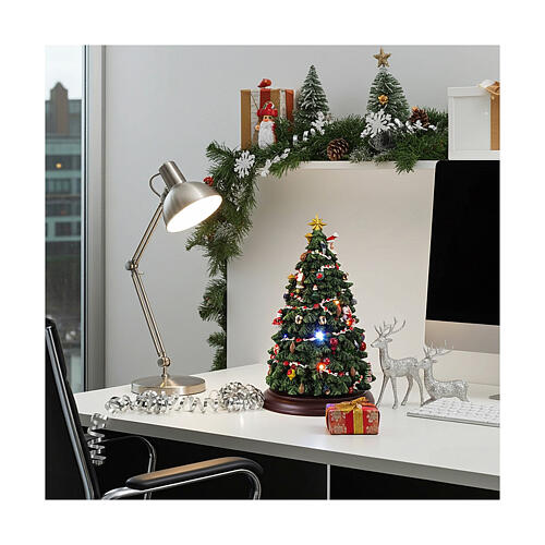 Árvore de Natal que roda 35x20x20 cm luzes LED e música 2