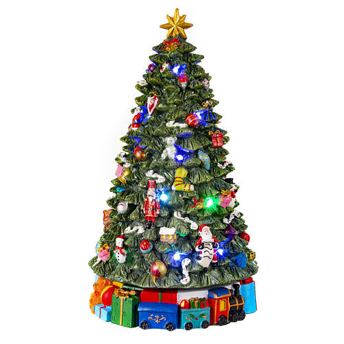 Spinning Christmas tree with music box and lights, 14x8x8 in 1