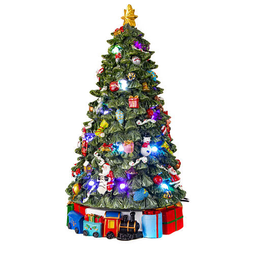 Caixa de música árvore de Natal que roda 35x20x20 cm múscia e luzes 3