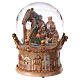 Carillon sfera di vetro natalizia Natività 25x20x20 cm illuminato medley 8 melodie natalizie s6
