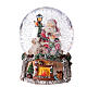 Christmas snow globe with music box, Santa with animals sitting on a fireplace, 8x6x6 in s2
