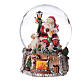 Carillón esfera vidrio Papá Noel sentado con animalitos 20x20x20 cm chimenea s1