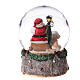 Carillón esfera vidrio Papá Noel sentado con animalitos 20x20x20 cm chimenea s5