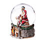 Caixa de música globo de neve Pai Natal sentado com animais 20x20x20 cm lareira s3