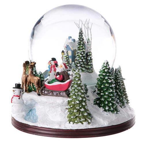 Schneekugel mit Spieluhr, Winterlandschaft mit Weihnachtsmann – H 17 cm, Ø 17 cm 3