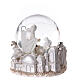 Christmas snow globe with music box, white and silver Nativity, 6x6x6 in s5