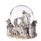 Boîte à musique boule à neige Nativité blanc argent 20x15x15 cm s1