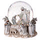 Boîte à musique boule à neige Nativité blanc argent 20x15x15 cm s2
