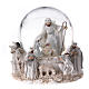 Carillon Natività bianco argento sfera di vetro natalizia 20x15x15 cm s4