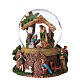 Boîte à musique boule à neige Nativité avec Rois Mages et berger 20x15x15 cm s1
