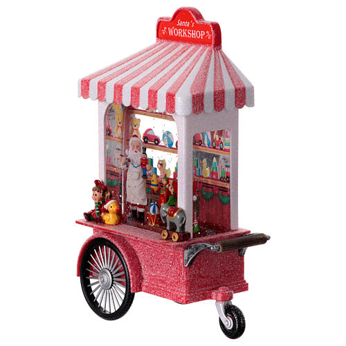 Weihnachtlicher Spieluhr-Diorama, Weihnachtsmann in der Spielzeugwerkstatt – 28 × 16 × 9 cm 4
