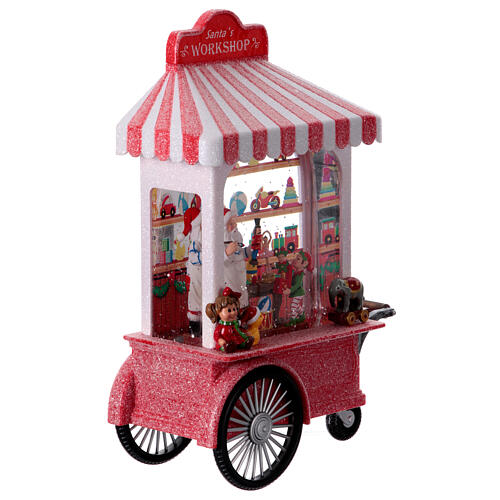 Weihnachtlicher Spieluhr-Diorama, Weihnachtsmann in der Spielzeugwerkstatt – 28 × 16 × 9 cm 5