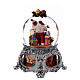 Christmas snow globe with music box: Santa creating toys with his elves, 10x8x8 in s5