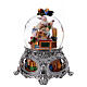 Carillon natalizio sfera di vetro Babbo Natale elfi aiutanti regali 25x20x20 cm s1