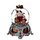 Carillon natalizio sfera di vetro Babbo Natale elfi aiutanti regali 25x20x20 cm s5