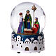 Carillon natalizio sfera di vetro adorazione dei Magi 15x10x10 cm s1