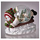 Christmas snow globe with music box: snowman on a sleigh, 8x10x6 in s2