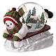 Christmas snow globe with music box: snowman on a sleigh, 8x10x6 in s5