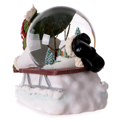 Carillón muñeco de nieve en luge esfera de vidrio nieve 20x25x15 cm 7
