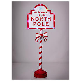 Cartel Bienvenido al Polo Norte luminoso Papá Noel 120x45x25 cm