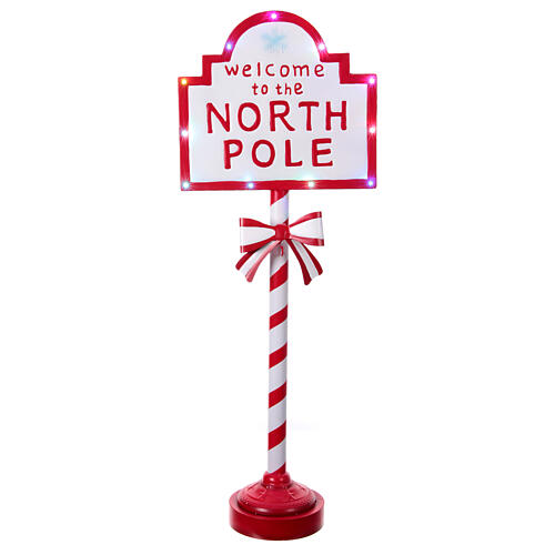 Panneau Bienvenue au Pole Nord lumineux Père Noël 120x45x25 cm 1