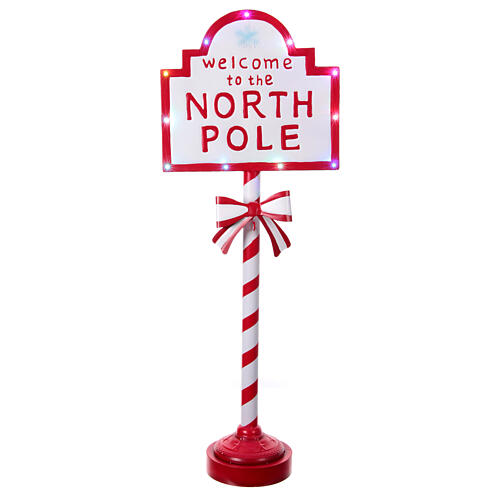 Placa luminosa Bem-vindo ao Polo Norte branca e vermelha 120x45x25 cm 1