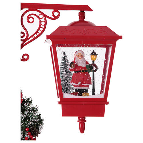 Weihnachtslaterne doppelt, mit Licht, Musik und Schneeeffekt, Rot, 188 × 81 × 40 cm 5