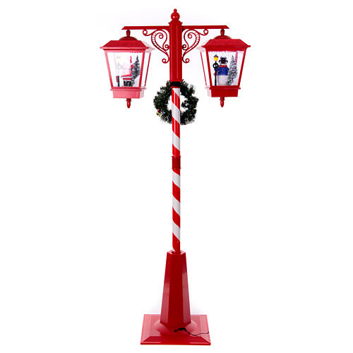 Snowy Christmas streetlight, double light, music, 75x30x15 in 19