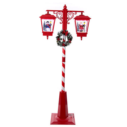 Lampion świąteczny z efektem śniegu, podwójna latarnia z muzyką, 190x80x40 cm 1