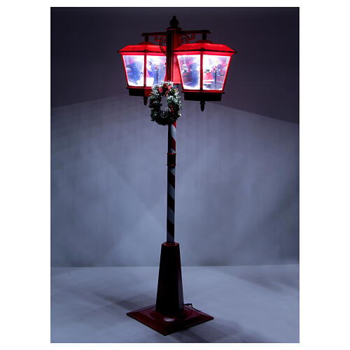 Double snowy Christmas street lamp with music lights 190x80x40 cm 2