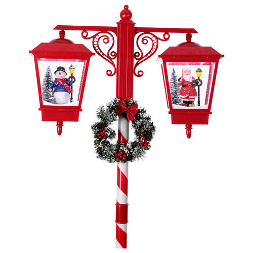 Double snowy Christmas street lamp with music lights 190x80x40 cm 3