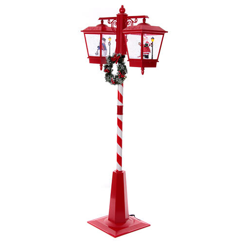 Double snowy Christmas street lamp with music lights 190x80x40 cm 6