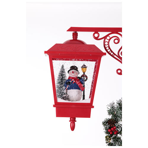 Double snowy Christmas street lamp with music lights 190x80x40 cm 7