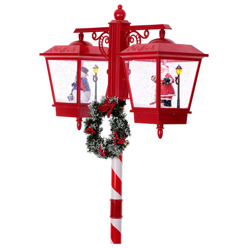 Double snowy Christmas street lamp with music lights 190x80x40 cm 10