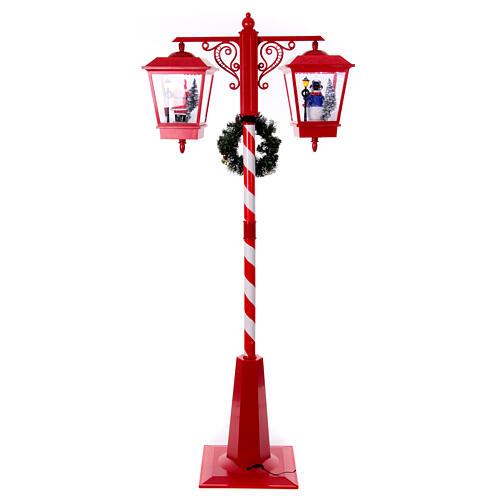 Double snowy Christmas street lamp with music lights 190x80x40 cm 18