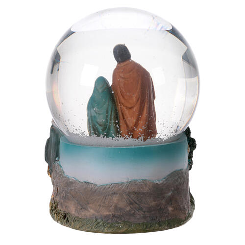 Esfera de vidrio natividad con nieve y Reyes Magos 15 cm 5