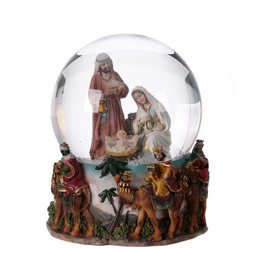 Esfera Natividad de vidrio 20 cm con nieve 1