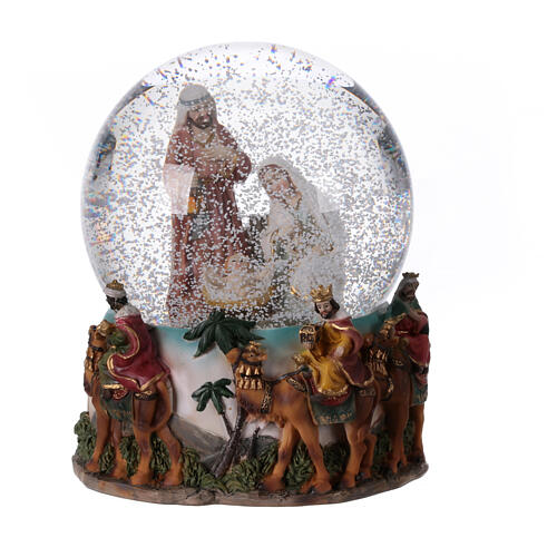 Esfera Natividad de vidrio 20 cm con nieve 2