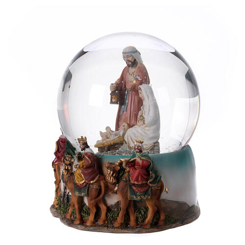 Esfera Natividad de vidrio 20 cm con nieve 3