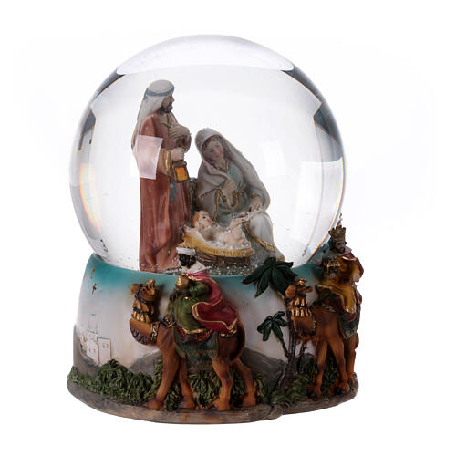 Esfera Natividad de vidrio 20 cm con nieve 4