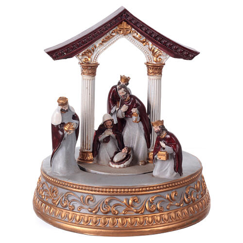 Music box: Nativity with Wise Men and arch, 8x6x6 in 1