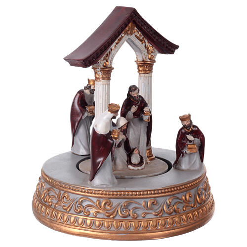 Music box: Nativity with Wise Men and arch, 8x6x6 in 3