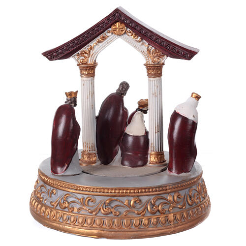 Music box: Nativity with Wise Men and arch, 8x6x6 in 4