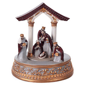 Nativity music box with Wise Men and bow 20x15x15 cm
