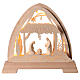 Gothic arch "Bosco" with 10 cm "Aram" Nativity, Val Gardena decoration, 48x42 cm, LED lights s1