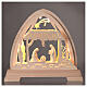 Gothic arch "Bosco" with 10 cm "Aram" Nativity, Val Gardena decoration, 48x42 cm, LED lights s2