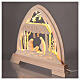 Gothic arch "Bosco" with 10 cm "Aram" Nativity, Val Gardena decoration, 48x42 cm, LED lights s3