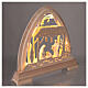 Gothic arch "Bosco" with 10 cm "Aram" Nativity, Val Gardena decoration, 48x42 cm, LED lights s4