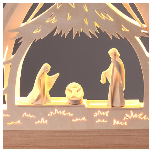 Gothic arch with natural "Aram" Nativity of 10 cm, 4 LED lights 3