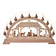 Arch with wooden Nativity Scene of 9 figurines of 8 cm, Val Gardena, 40x65x5 cm, LED lights s1